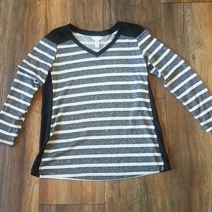 Three Seasons maternity grey and white striped Sm.